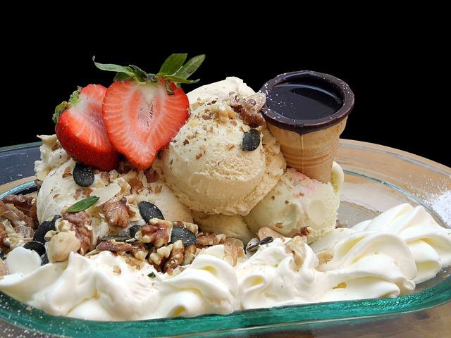 Beautiful ice cream dessert