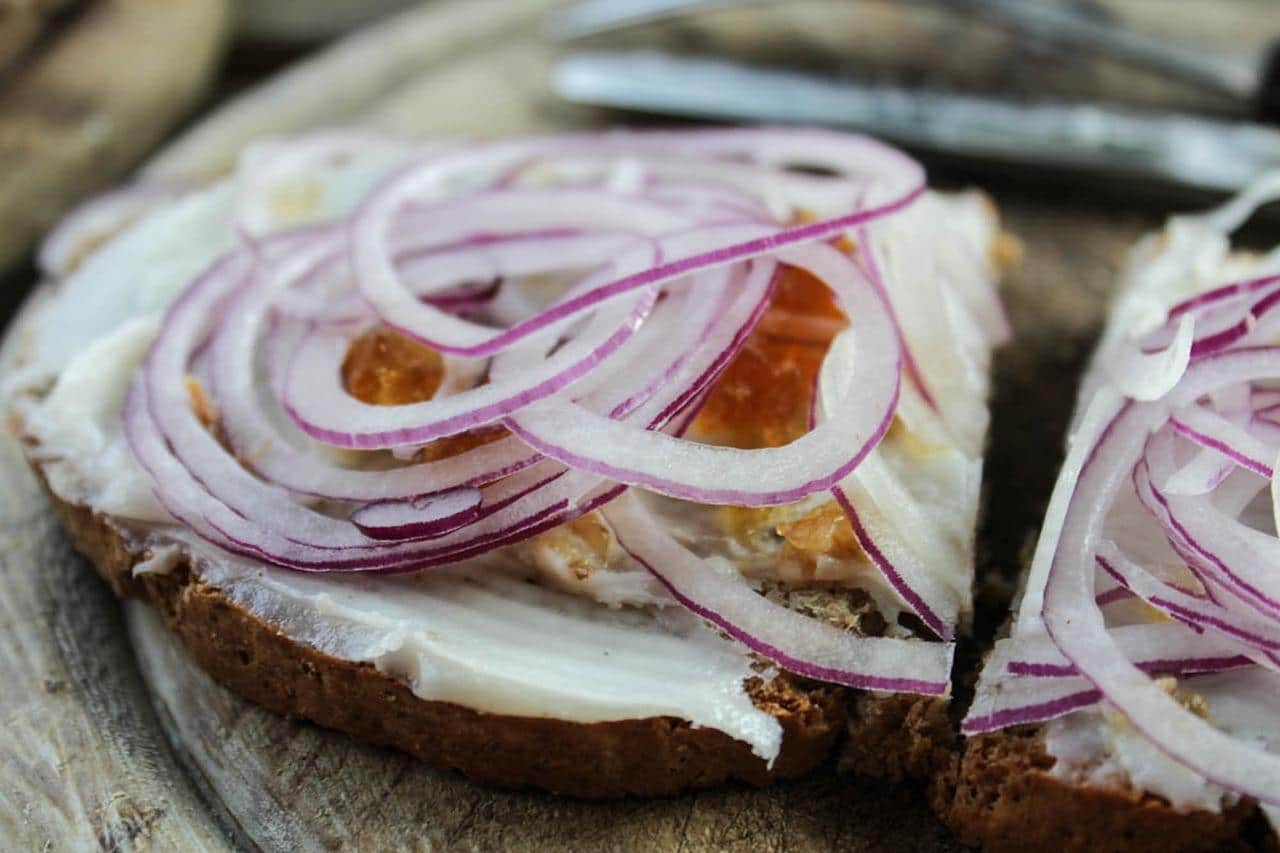 Tasty homemade lard with onion