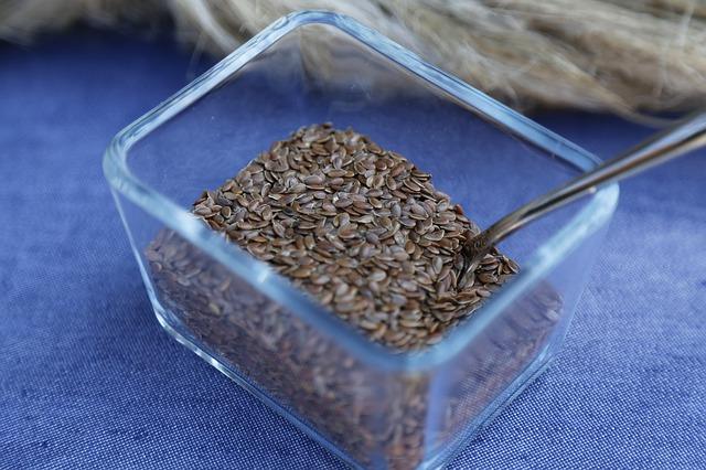 Photo of flax seeds in a jar