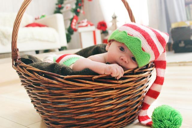 Photo of baby in a New Year's cap