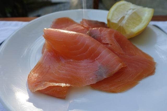 Salted salmon fillet on a plate