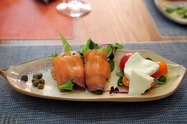 Classic salted salmon on a plate