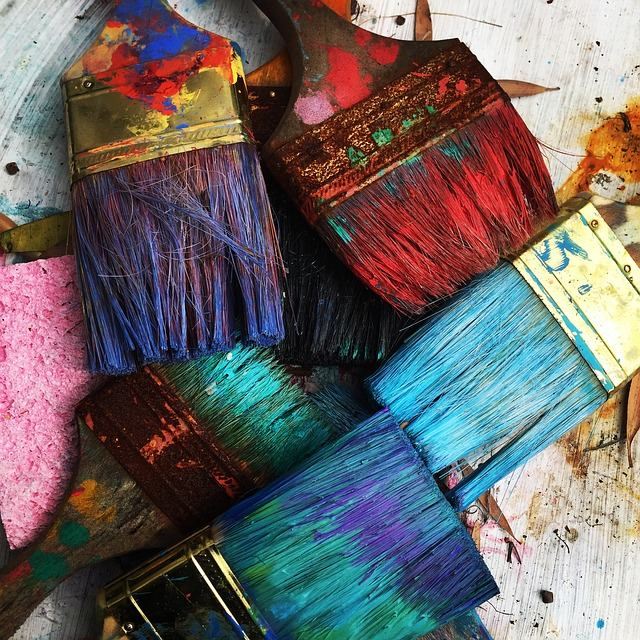 Dried paint brushes